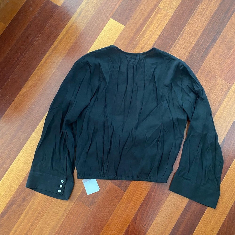 WITH TAGS, NEVER WORN. Women’s Black Tie-Front Top from Monday Swimwear - Picture 5 of 6